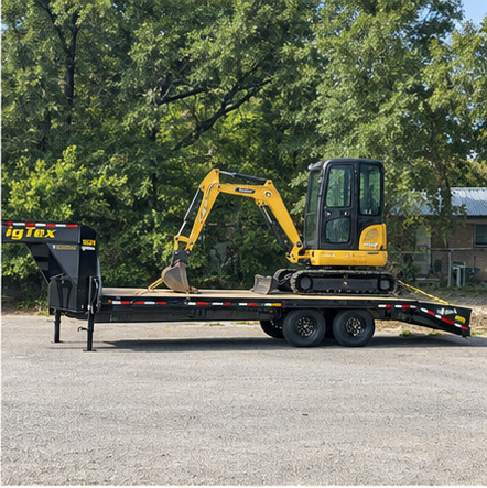 Mini excavator loaded for hotshot equipment transport