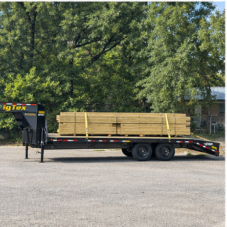 Bundled lumber secured for expedited freight transportation in Texas